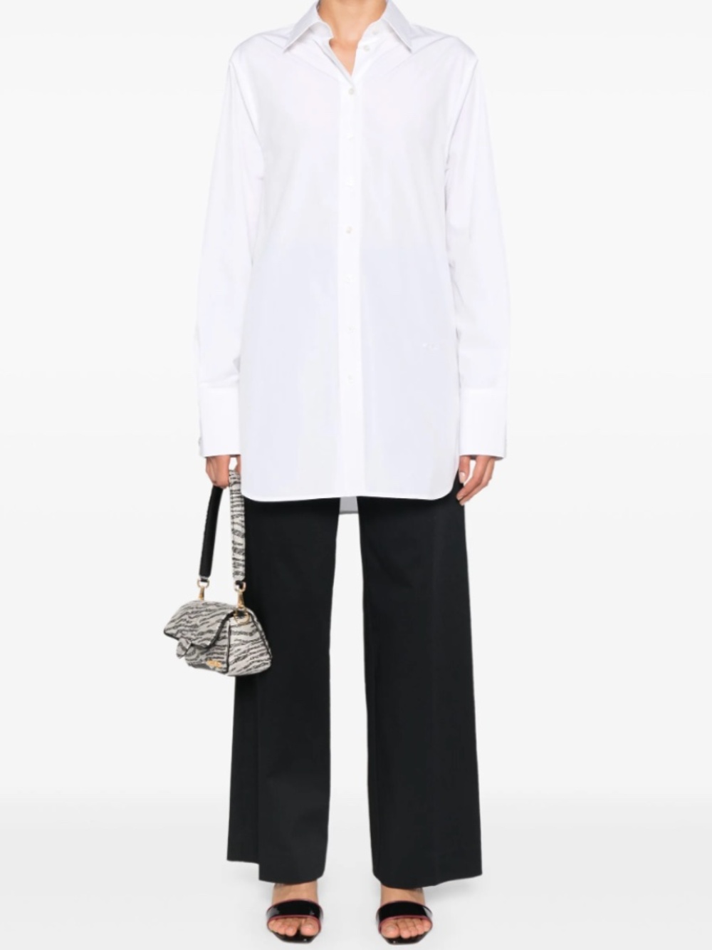 STELLA McCARTNEY White Snapped Poplin OverShirt 40 US 6 Cotton Luxe New